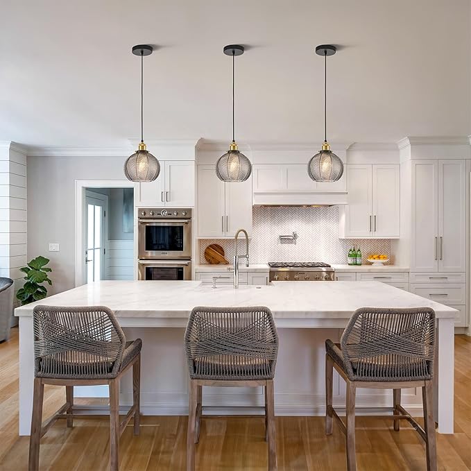 7.8in Vintage Pendant Light 1- Light Kitchen Sink Pendant Lights with Smoke Gray Hand Blown Glass Small Hanging Lamp for Kitchen Island Dining Room Bedroom Bathroom Hallway E26