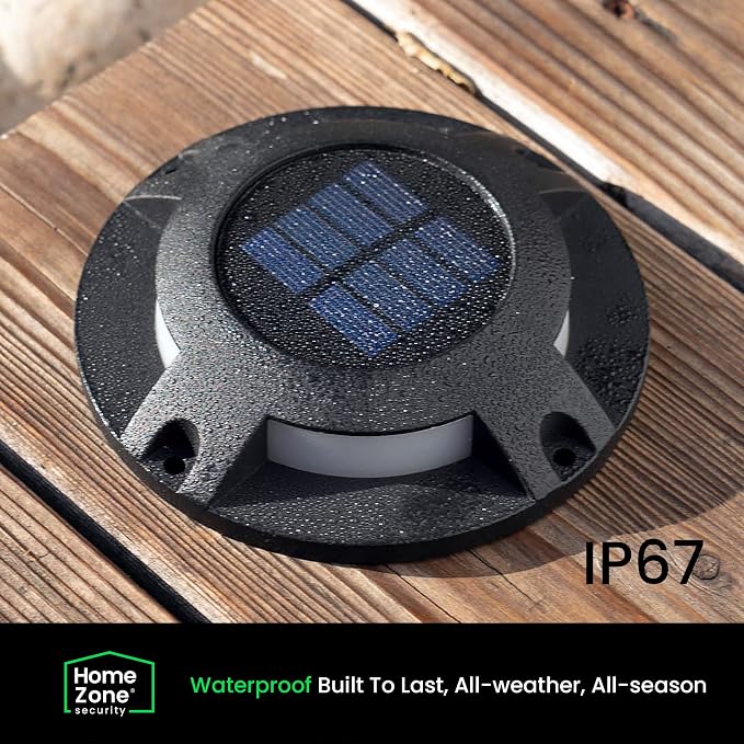 Home Zone 12 Packs Outdoor Solar Deck Light, Black, 120 Lumens Total, Waterproof, Dusk to Dawn, Aluminum Plastic Case for Decor Fence Step Pathway Backyard Garden