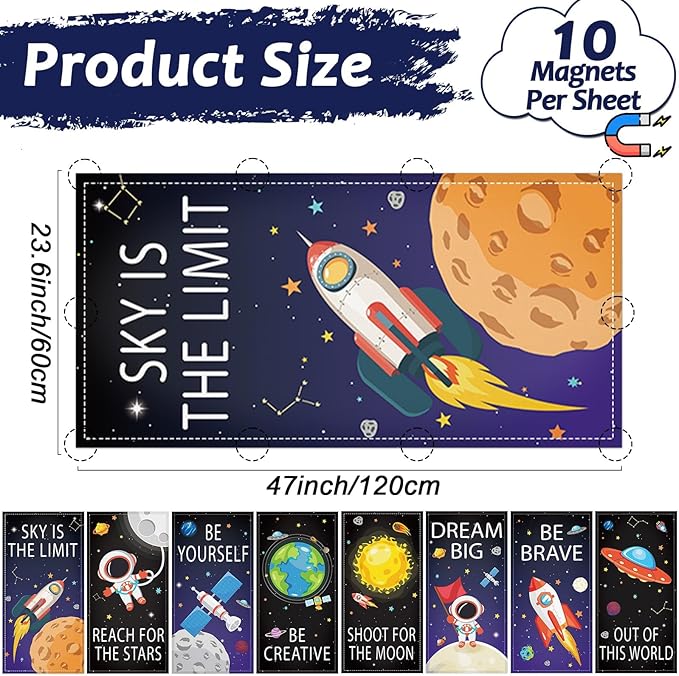 8 Pcs Fluorescent Light Covers with 80 Magnets Decorative for Classroom Ceiling Lights 4 x 2 Feet Magnetic Light Cover Filter Easy Install for Office Hospital Home Ceiling Supplies (Outer Space)
