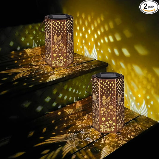 Eandisom Birthday Gifts for Women, 2 Pack Hummingbird Solar Lanterns