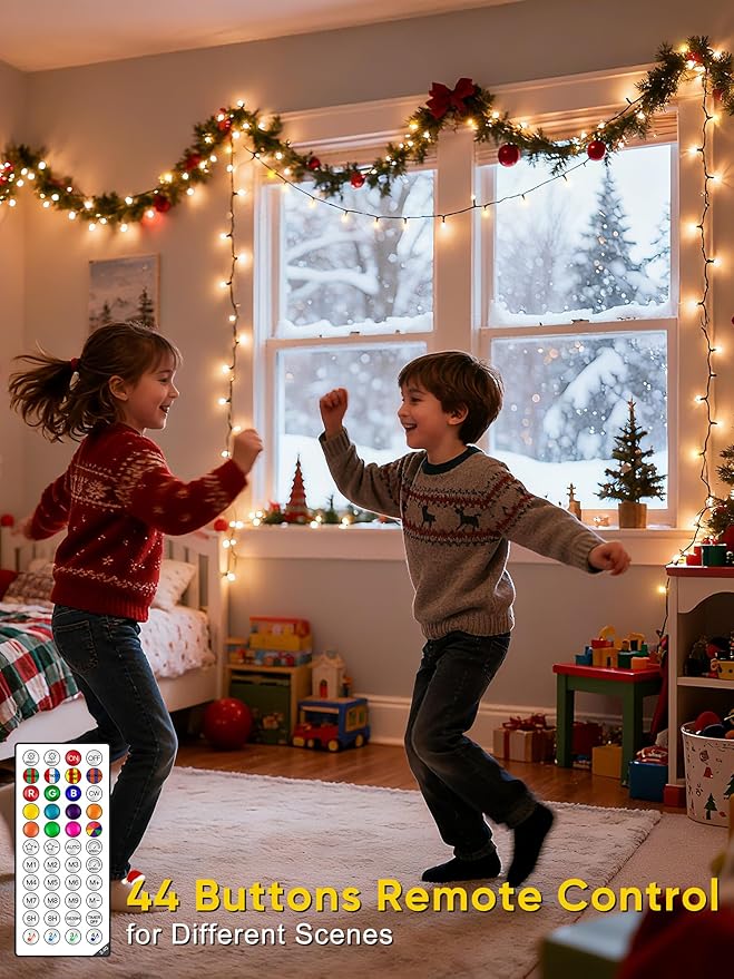 Guhope Smart Color Changing Christmas Lights, 66FT 200 LED RGB Christmas String Lights with App & Remote Control, Waterproof Christmas Tree Lights for Outdoor Indoor Party Decor