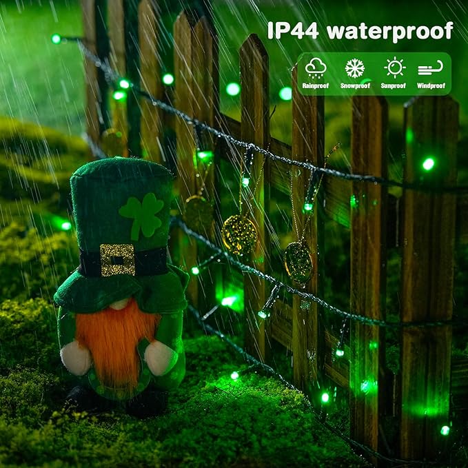 JMEXSUSS 200 LED Christmas Lights Outdoor, 66ft Connectable Green String Lights Plug in, 8 Modes Waterproof Green Lights for St Patrick's Day Outside Indoor Yard Tree Fence Rail Halloween Xmas Decor