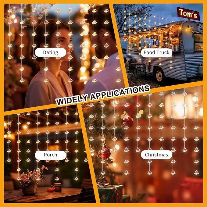 Santa Hats Curtain Lights, Warm White Window Lights 70 Hanging Light with Remote Fairy Led Twinkle String Lights Home Bedroom Wall Ceiling Décor for Christmas, Wedding, Party, Birthday