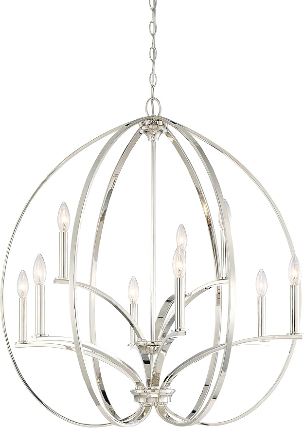 Minka Lavery Chandelier Lighting 4989-613 Tilbury, 9-Light 540 Watts, Polished Nickel