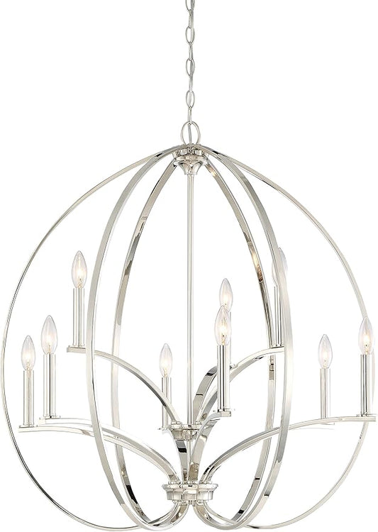 Minka Lavery Chandelier Lighting 4989-613 Tilbury, 9-Light 540 Watts, Polished Nickel
