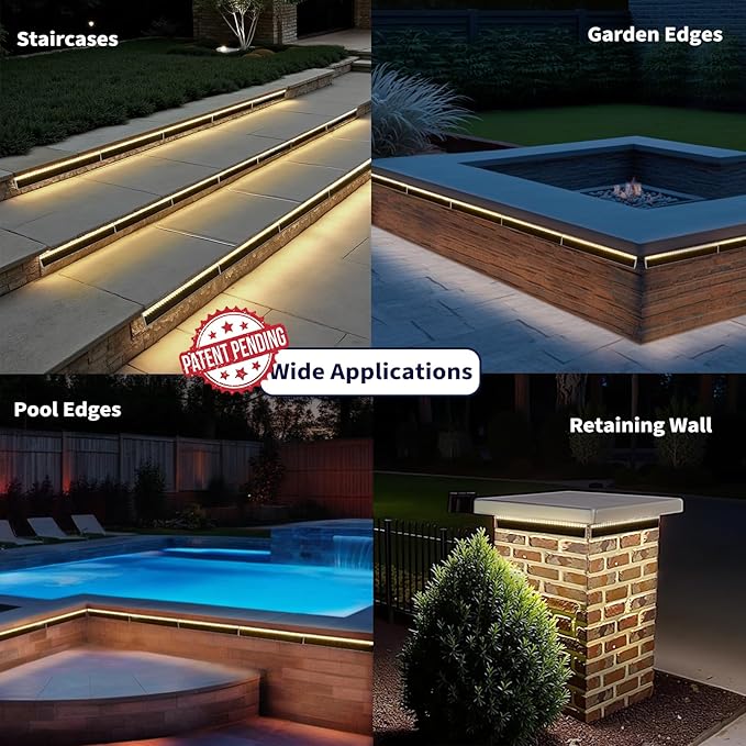 SHONELIGHTING Solar Step Lights for Outside, 33 Focused-Beam High-Brightness LEDs, Waterproof Aluminum Outdoor Stair Light for Risers, Curbsides, Poolsides, Planter Edges (Warm White, 1Pack)