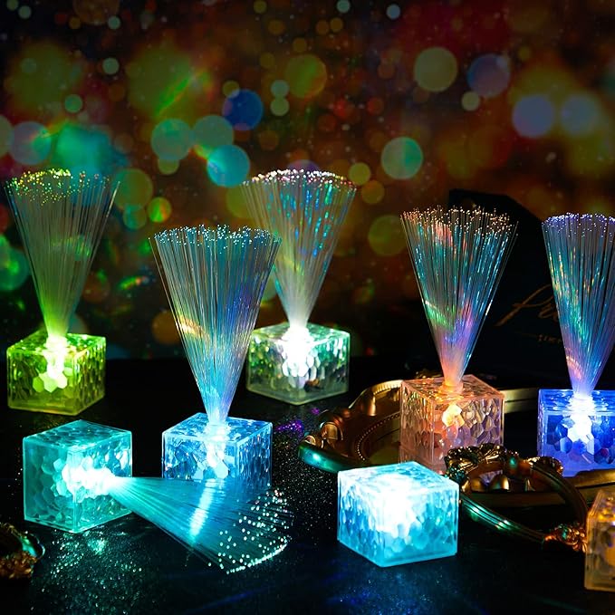 Amylove 30 Pcs Mini Fiber Optic Lamp Bulk LED Light Color Changing Table Centerpiece Glow in The Dark Party Favors Supplies for Wedding Graduation Birthday Disco Dance Decorations (6 Inch,Clear)