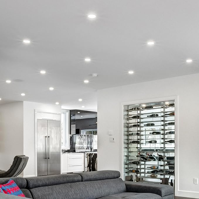 Maxxima 3 in. 5 CCT Ultra Thin Recessed LED Downlight, 500 Lumens, Slim Canless Light, IC Rated, 5 Color Temperature Selectable 2700K/3000K/3500K/4000K/5000K, Dimmable, White Trim, J-Box Included