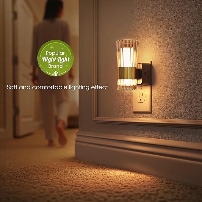 Briignite Night Light, Night Lights Plug into Wall, Soft White LED Nightlight for Kids, Adjustable Brightness 0-100LM, Dusk to Dawn Sensor, Soft Light for Bedroom, Hallway, Nursery, 2 Pack