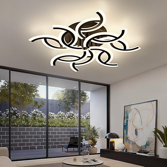 30.9 Inch Modern LED Ceiling Light with Remote, 3 Color Dimmable 56W, CRI90+ 3000-6500K Acrylic Ceiling Light Fixture for Living Room/Bedroom/Dinning Room