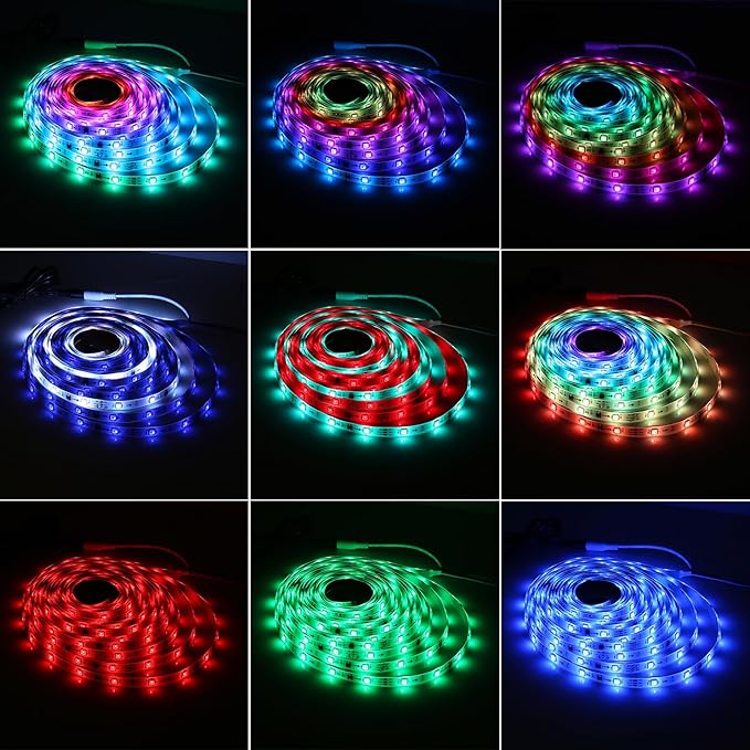 Upgrade Smart RGB Music Sync Multiple Colors Chasing 16.4ft neon Led Strip Lights Cuttable and Linkable, Flexible Outdoor Led Strip Lights Waterproof, APP Control led lights strip Whiteboard