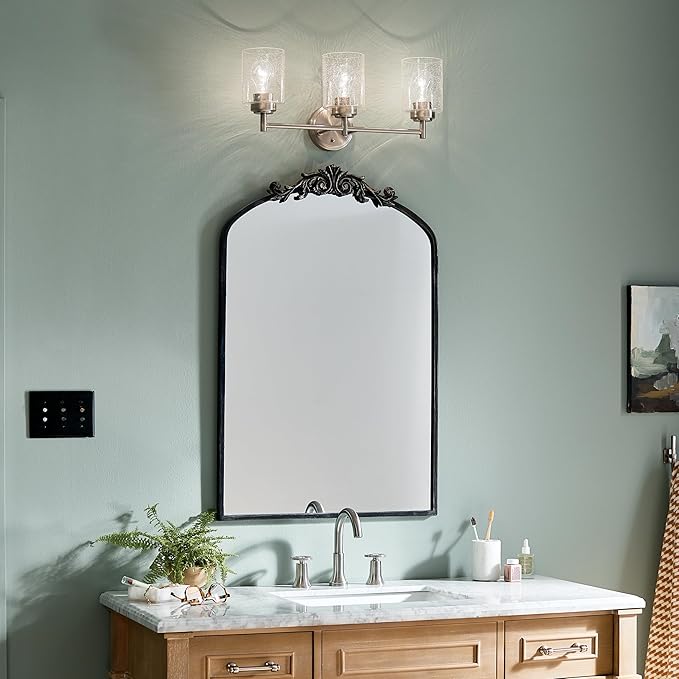 Kichler Winslow 21.5" Vanity Light in Brushed Nickel, 3-Light Transitional Bathroom Light with Clear Seeded Glass. (21.5" W x 9.25" H), 45886NI