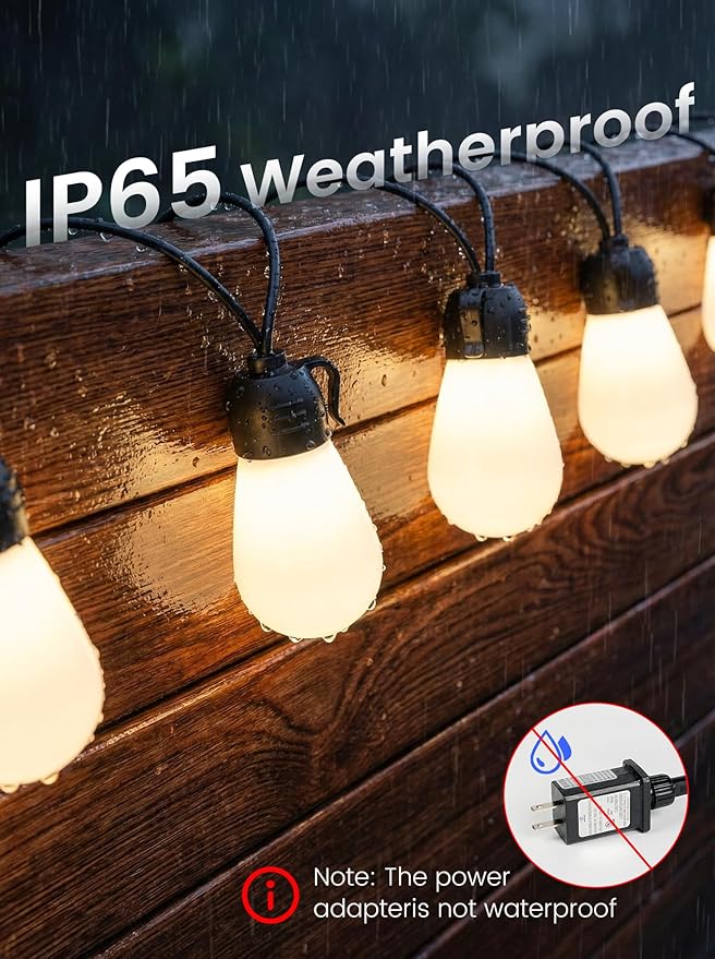 woohaha Outdoor String Lights,45(37+8) FT Smart RGB+IC+Warm White Outdoor Patio Lights with 19 Dimmable LED Bulbs, IP65 Color Changing Light with APP Control&2.4G Remote,for Outside Backyard Decor