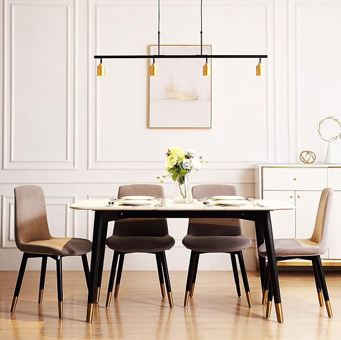 Shura - 4-Light Black and Brass Integrated LED Track Light Pendant w/Rotatable Spotlight Heads, Hanging Ceiling Spotlight Fixture, 3000K, 1960 Lumens