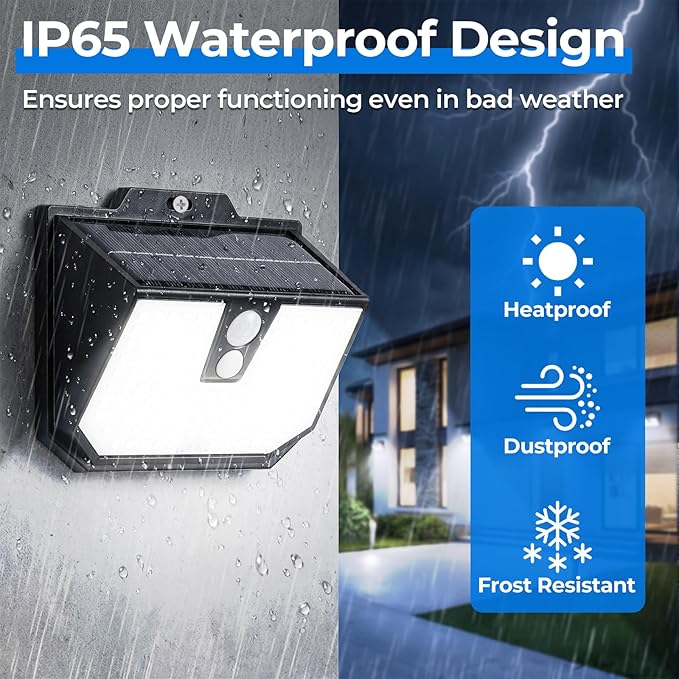 Brightever 8 Packs Solar Motion Sensor Lights Outdoor, IP65 Waterproof Solar Fence Lights with 3 Lighting Modes, Solar Powered Security Wall Lights for House, Garage, Garden, Walking Dog, Deck, Step