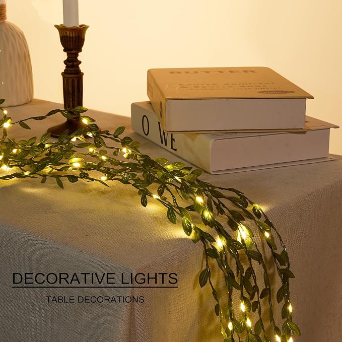 Vine with Fairy Lights USB Plug - 300 LED 9.8x9.8ft Hanging String Lights | Green Leaf, with Hook Remote, Greenery Garland Ivy Lights for Christmas Wedding Wall Ceiling Mantle Garden Decor DIY Crafts
