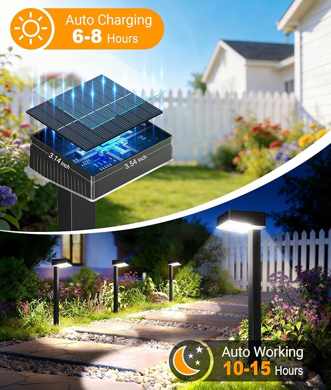 ELECLINK Solar Pathway Lights Outdoor, 8 Pack Garden Lights Solar Powered Path Lights with Larger LED Lens, 2 Light Modes Waterproof Outdoor Solar Light for Yard Driveway Walkway Landscape Patio Lawn