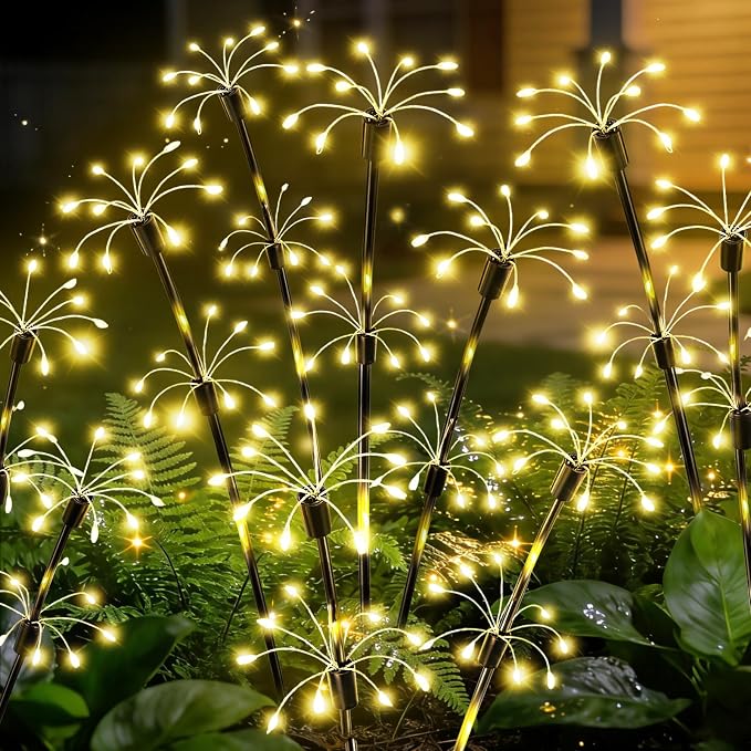 Solar Garden Lights Outdoor, 8 Pack 2-Layer Swaying Firework Lights, Waterproof Starburst Fairy Light Garden Decor for Yard Patio Pathway Lawn, Gardening Gifts for Women Mom Grandma Mother's Day
