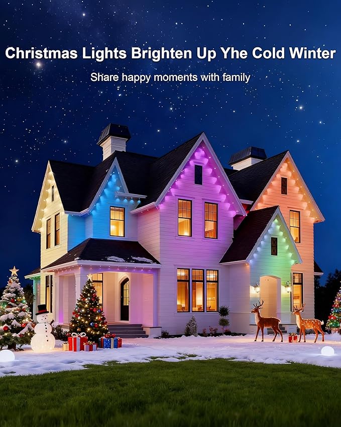 XINKAITE 500ft Permanent Outdoor Lights for House, 2025 Eave Lighting with App/Remote Control, IP67 Waterproof smartlight for Christmas, Halloween, Holiday, Party, Daily(2 Rolls 250FT)