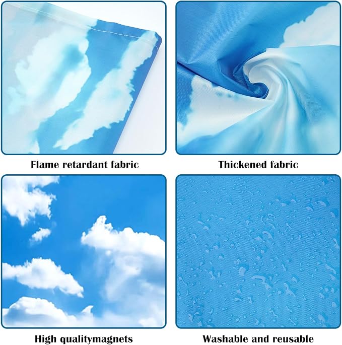 ANGSYLTH 2 x 2 Feet Fluorescent Light Covers - 4 Pcs Covers for Ceiling Lights, Magnetic Light Filters for Classroom, Office, Hospitals, Home (Blue Skies & White Clouds)