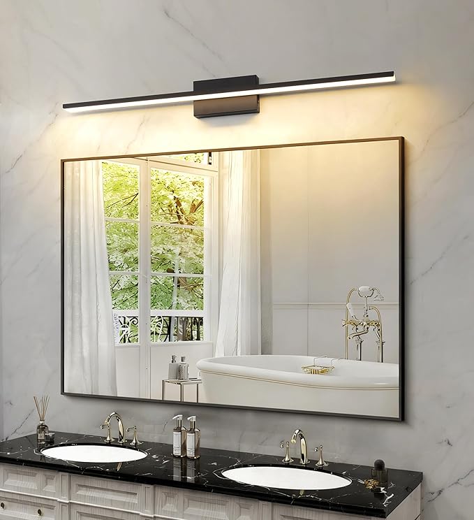 JUSHENG Black Vanity Lights for Bathroom 5CCT Dimmable Bathroom Vanity Light Fixtures LED Vanity Light Bar 39.37'' Inch 36W