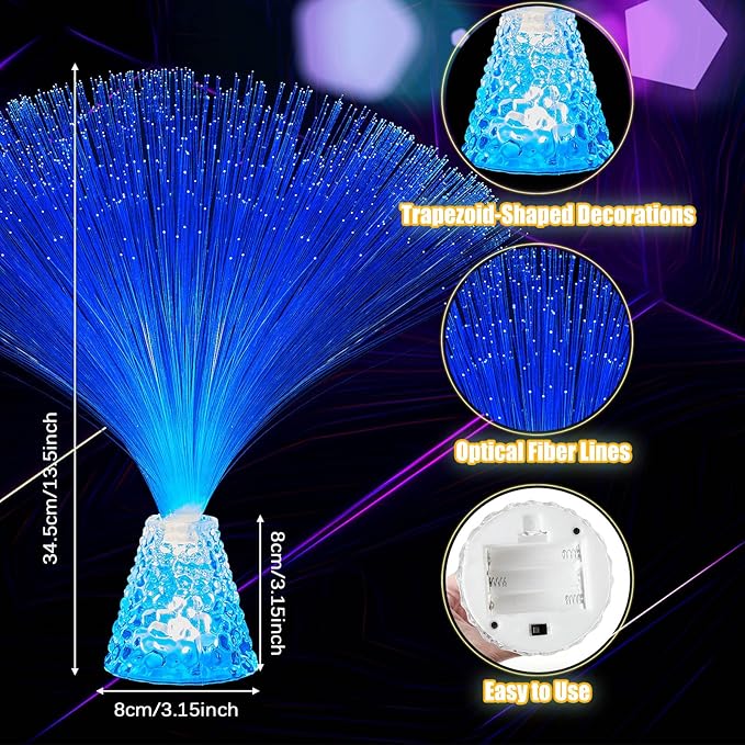 Patelai 10 Pcs Fiber Optic Lamp Bulk 13.5" Color Changing Crystal Base with 7 Colors Battery Powered for Sensory Room Table Centerpiece Christmas Neon Glow Party Supplies