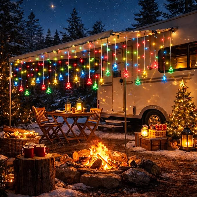 Curtain String Light Christmas Decoration Icicle Lights 8 Modes dimmable,108 LEDs 4M Christmas and Halloween String Lights for Home,Office,Party,bar,Holiday,Party (Multicolor)