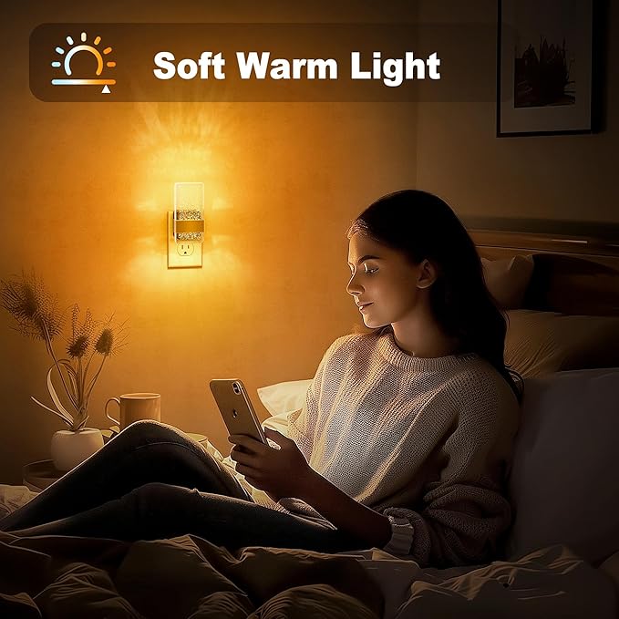 JandCase Night Lights Plug into Wall, Dusk to Dawn Sensor, Acrylic Bubble Design, 0-100lm Adjustable Brightness, for Bedroom, Bathroom, Living Room, Hallway