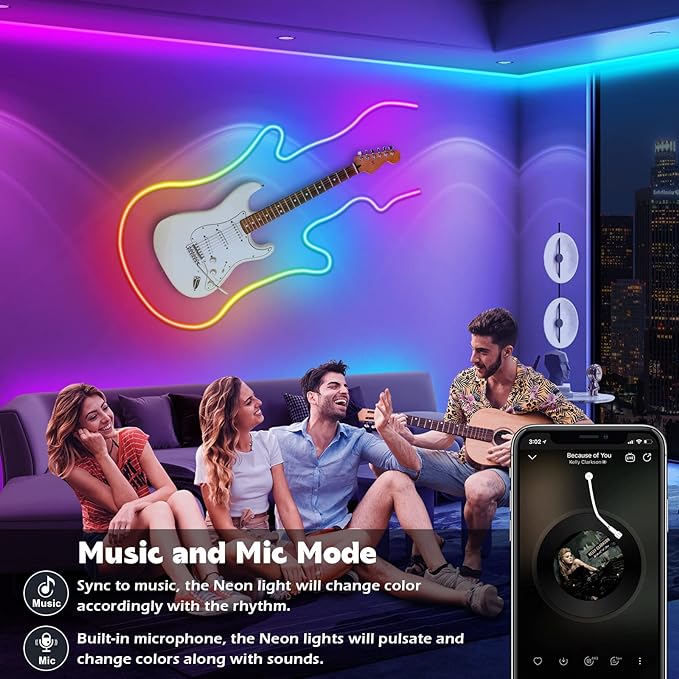 AILBTON 50Ft Neon Rope Lights,Flexible Led Rope Lights Control with App/Remote,Multiple Modes RopeLights,IP65 Outdoor RGB Led Neon Lights NonWater Resistant,Music Sync Gaming Led NeonLight Strip