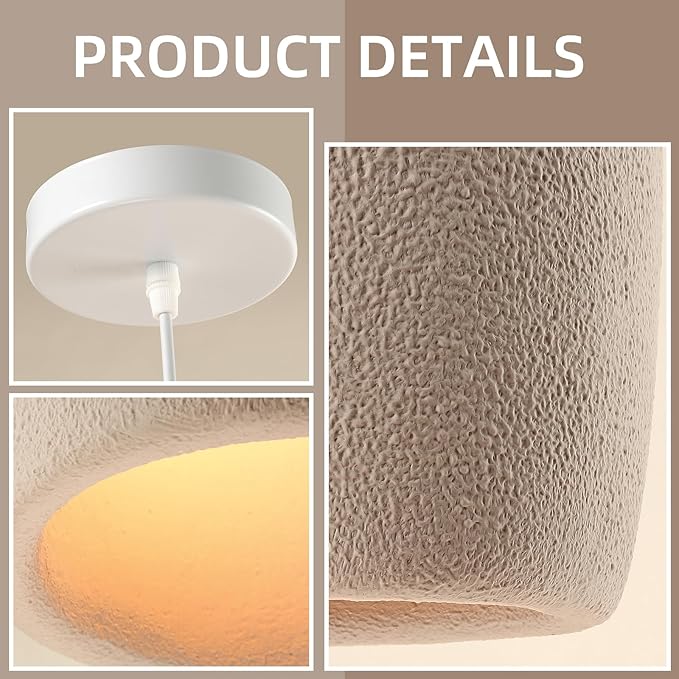 JAYMP Wabi Sabi Pendant Light for Dining Room Kitchen Island Light Hallway Restaurant Hanging Lamp E26 Base Japanese Style Wine Bottle Shape Fixture, 1 Pack (Light Brown,C Shape, D26×H46cm)