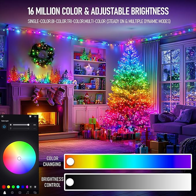 TW SHINE Smart Christmas Lights, 300 LED 100FT Color Changing Halloween String Lights Clear Wire with Remote & APP, Waterproof RGB Christmas Tree Light for Outdoor Indoor Decorations