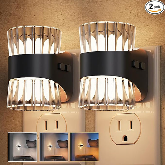 L LOHAS LED Night Light, Modern Night Lights Plug into Wall,2 Pack 3000K/4000k/5000K Adjustable Color Temperature Night Light,Dimmable Nightlights with Dusk to Dawn Sensor for Rooms Bathroom Hallway