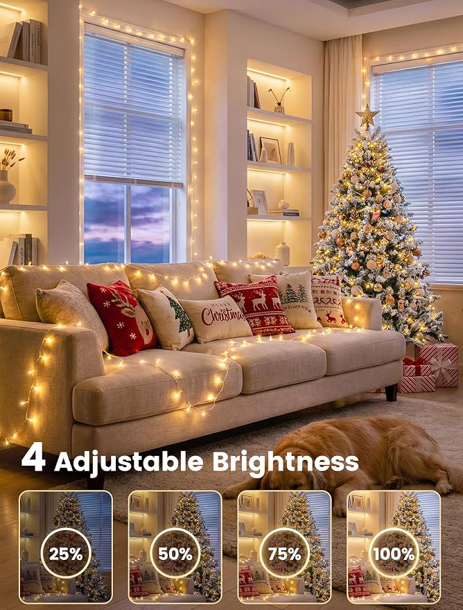 String Lights Indoor Bedroom,98FT 200 LED Fairy String Lights Outdoor Waterproof, Memory Twinkle Christmas Light Plug in for Classroom Dorm Patio Tree Garden Decor(Warm White with Remote)