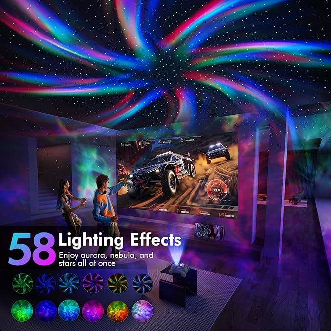 Rossetta Dual Lens Galaxy Projector, Star Projector for Bedroom with White Noise & Bluetooth Speaker, Remote, Timer, Aurora & Nebula Night Light for Easter, Party, Yoga, Gifts for Kids Adult Teen