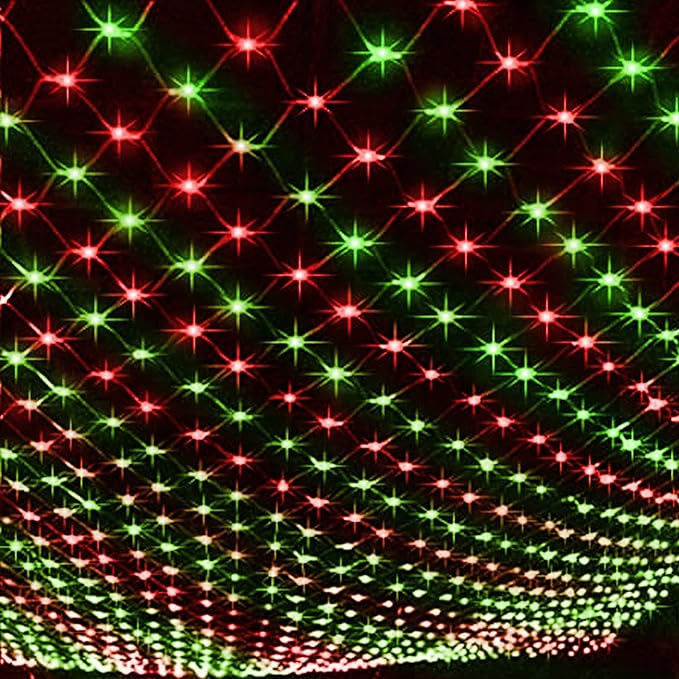 Dazzle Bright Christmas Net Lights, 360 LED 12FT x 5 FT Transparent Wire Waterproof Connectable String Lights with 8 Modes for Bushes Garden Party Holiday Decoration (Red and Green)
