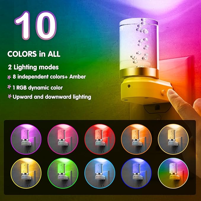 L LOHAS LED Night Light, Night Lights Plug into Wall, Color Changing Nightlight RGB with Dusk to Dawn Sensor, Nightlight Plug in Wall for Halloween, Christmas, Holiday, Hallway Bedroom Kids Room