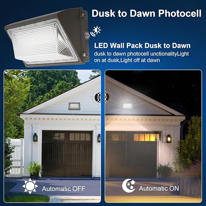 120W LED Wall Pack Light with Dusk to Dawn Photocell,18000LM 5000K Daylight,AC100-277V Input,800W HPS/HID Replacement, Warehouses,Industrial,Building Perimeters,Garden Garage,ETL Listed,