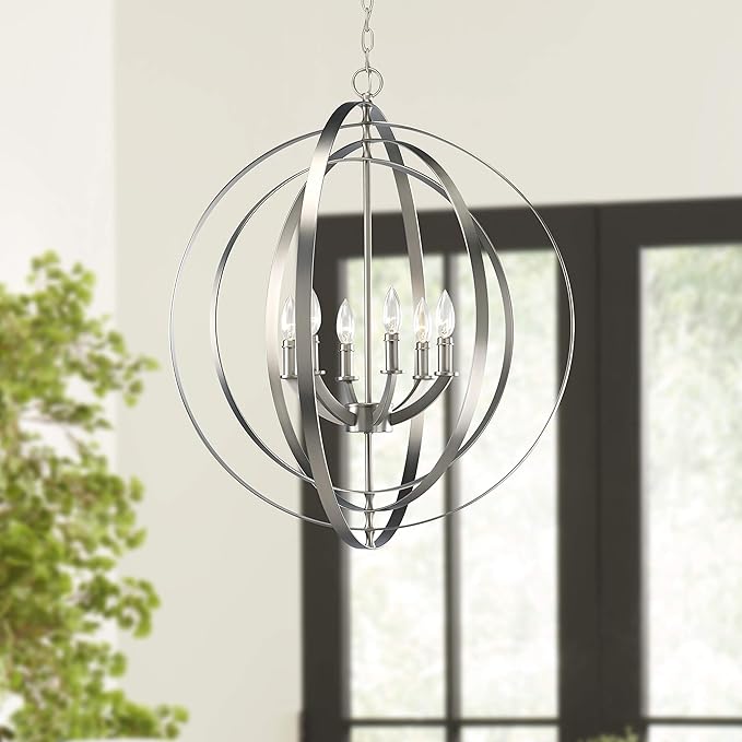 Equinox Collection Silver Six-Light Luxury Hanging Pendant Light