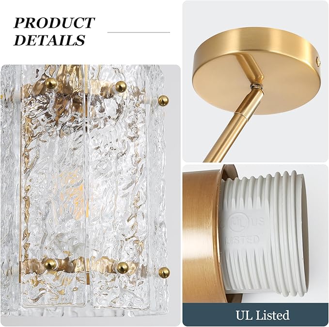 Gold Pendant Lights Kitchen Island, Water Ripple Round Pendant Lights Adjustable Modern Hanging Pendant Light Fixtures for Kitchen Island Dining Room Above Sink Foyer Entryway 2 Pack