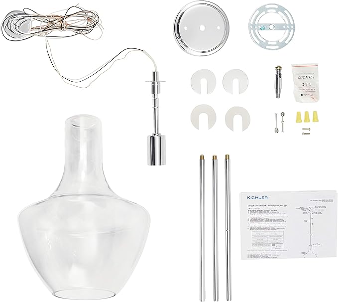 Kichler Everly 15.25" Kitchen Bell Pendant in Chrome, 1-Light Clear Glass Pendant Light, (15.25" H x 10.5" W), 42141CHCLR