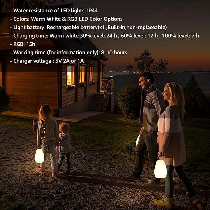 uuffoo Rechargeable Portable Table Lamp, Cordless RGB Lantern with Remote, Decorative LED Night Light, IP44 Waterproof Indoor Outdoor Lamp for Bedroom Patio Garden Wedding Party