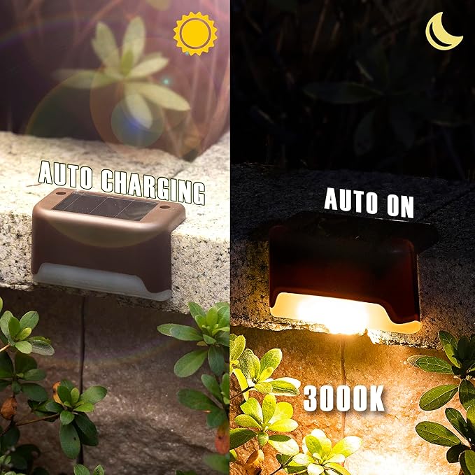 PATIOWIN Solar Deck Lights Outdoor, Solar Step Lights Waterproof Led Lights for Outdoor Stairs, Step, Fence, Patio,Yard,Porch and Balcony(12 Pack,Warm White)