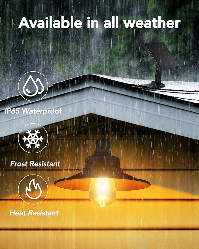 Solar Pendant Light Indoor Outdoor, Solar Shed Light IP65 Waterproof Metal Powered Hanging Chandelier, Gazebo Lights with Pull Cord for Garden, Chicken Coop, Gazebo, Barn