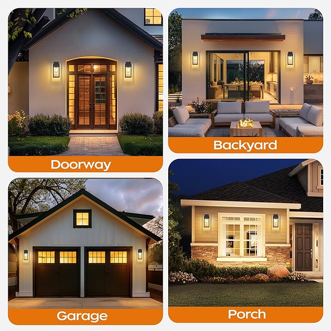 WIHTU 13in Dusk to Dawn Outdoor Lighting Fixtures, Exterior Front Porch Light, Black Sensor Wall Sconce Lamp, Waterproof Wall Lantern, Anti Rust Outside Coach Lights for House, Doorway, Garage