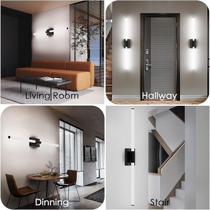 Modern LED Vanity Light, 360° Full Lighting Bathroom Light Fixture Over Mirror, 32W 5500K Cool White, Hardwired Wall Sconce, 40 Inch, Balck