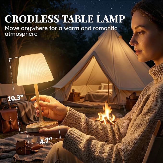 Shower Lamp Waterproof Bathroom Lamp for Inside Shower Bathtub, Rechargeable Cordless Table Lamp with 4000mah Battery, Touch Dimmable Light, Small Relaxing Spa Night Lamp for Bathroom, Kitchen, Desk