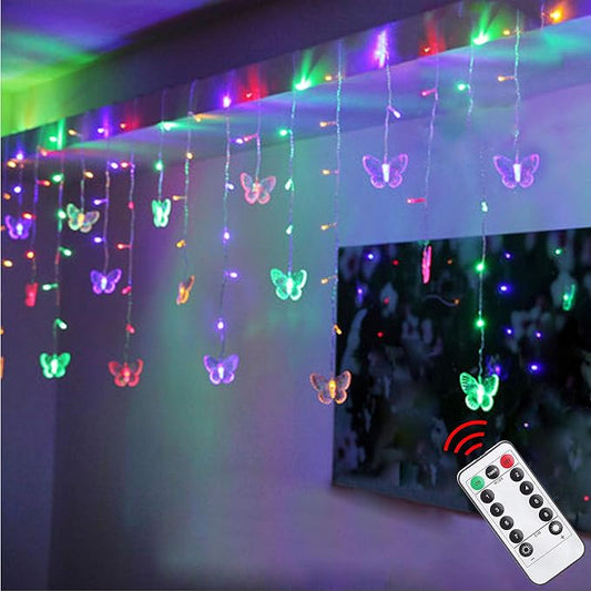 Butterfly Curtain Lights, 4.9ft 48 LED USB Window Fairy Lights 10 Butterflies 8 Modes Firefly Twinkle Timer String Lights with Remote for Room Bedroom Wall Ceiling Party Wedding Christmas