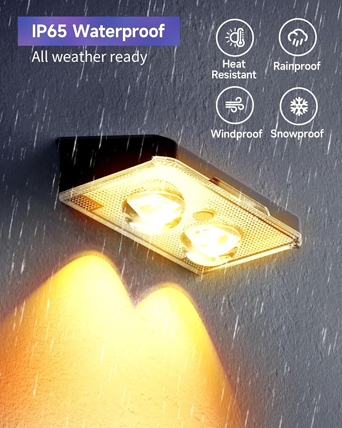Solar Fence Lights, Outdoor IP65 Waterproof LED, RGB Fence Lights Solar Powered 7 Colors, for Wall, Patio, Deck, Backyard, Garden, Pool, Railing (8 Pack)