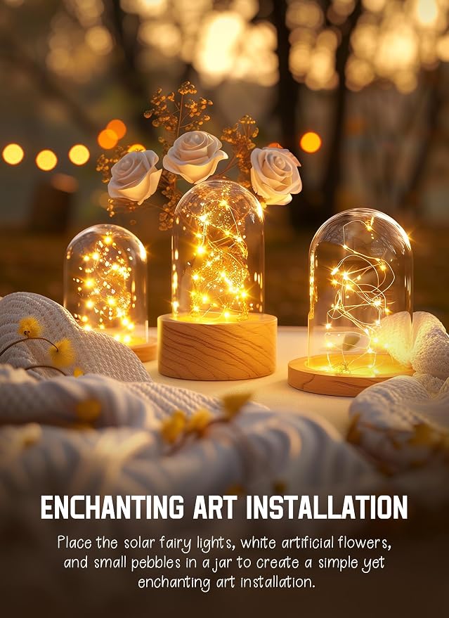 Brightown Outdoor Solar String Lights, 6 Pack 33Feet 100 Led Solar Powered Fairy Lights with 8 Modes Waterproof Decoration Copper Wire Lights for Patio Yard Trees Christmas Wedding Party (Warm White) | IP65 Waterproof Solar Fairy Lights with 8 Modes, T...