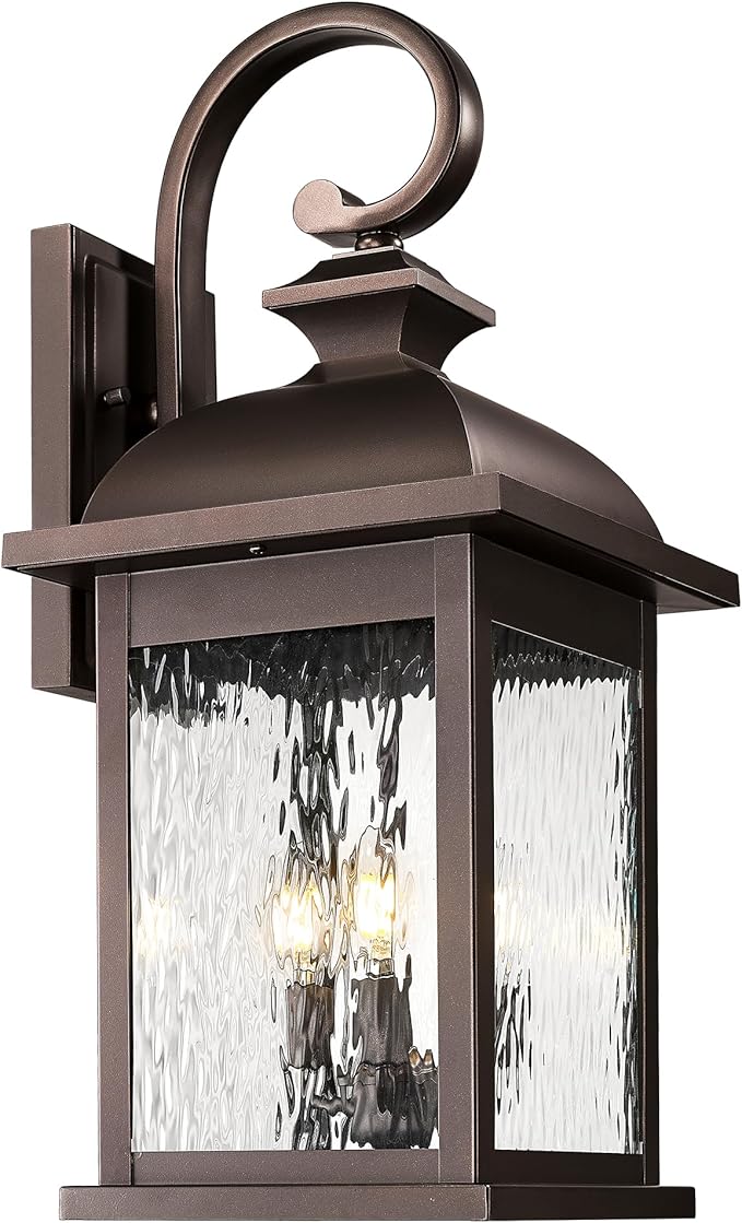 FEMILA 26" Outdoor Wall Sconce, Large Exterior Lighting Fixtures, 3-Light Outdoor Wall Lantern Porch Lights for Patio, Garage, Doorway, ORB Finish, E12 Base, 4FD54B-L ORB-WP
